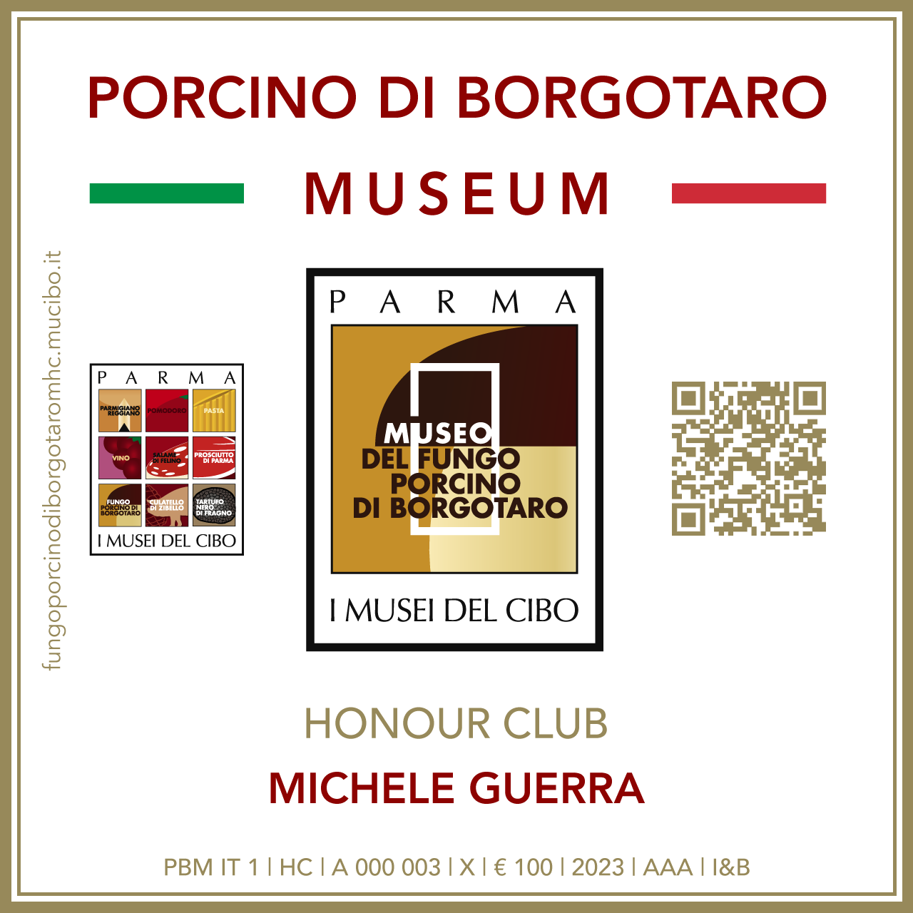 Fungo Porcino di Borgotaro Museum Honour Club - Token Id A 000 003 - MICHELE GUERRA